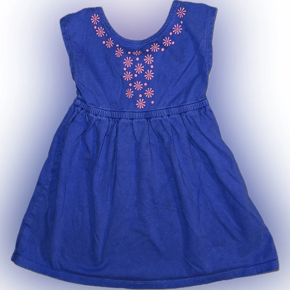 Gymboree Play Dress - Blue and Pink Floral Dots - Toddler Girls 2T